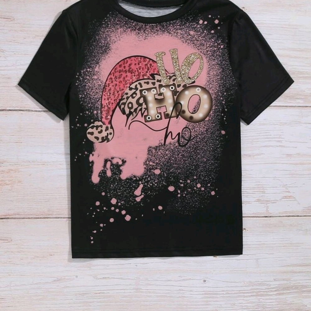 Pink and Black Leopard Print Holiday Tee